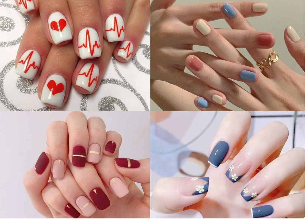 Kiểu nail với họa tiết icon nhiều màu