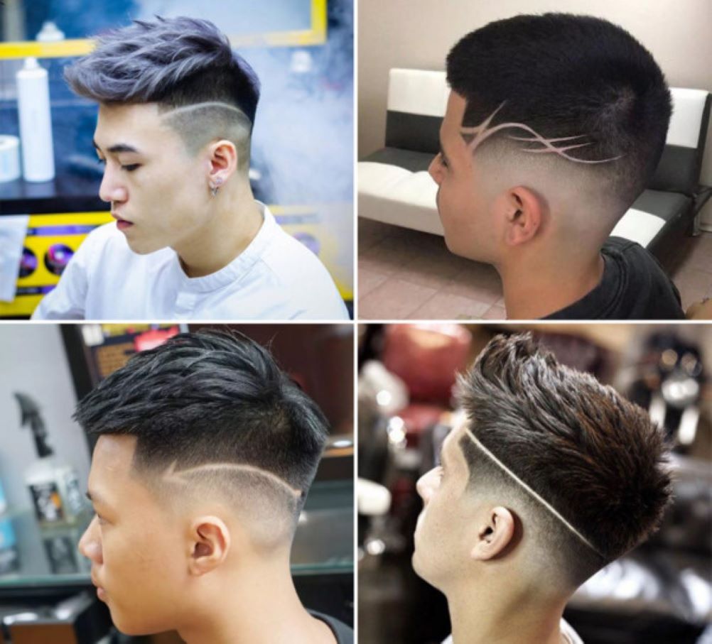 Có nhiều kiểu kẻ khác nhau cho kiểu tóc mohican chéo