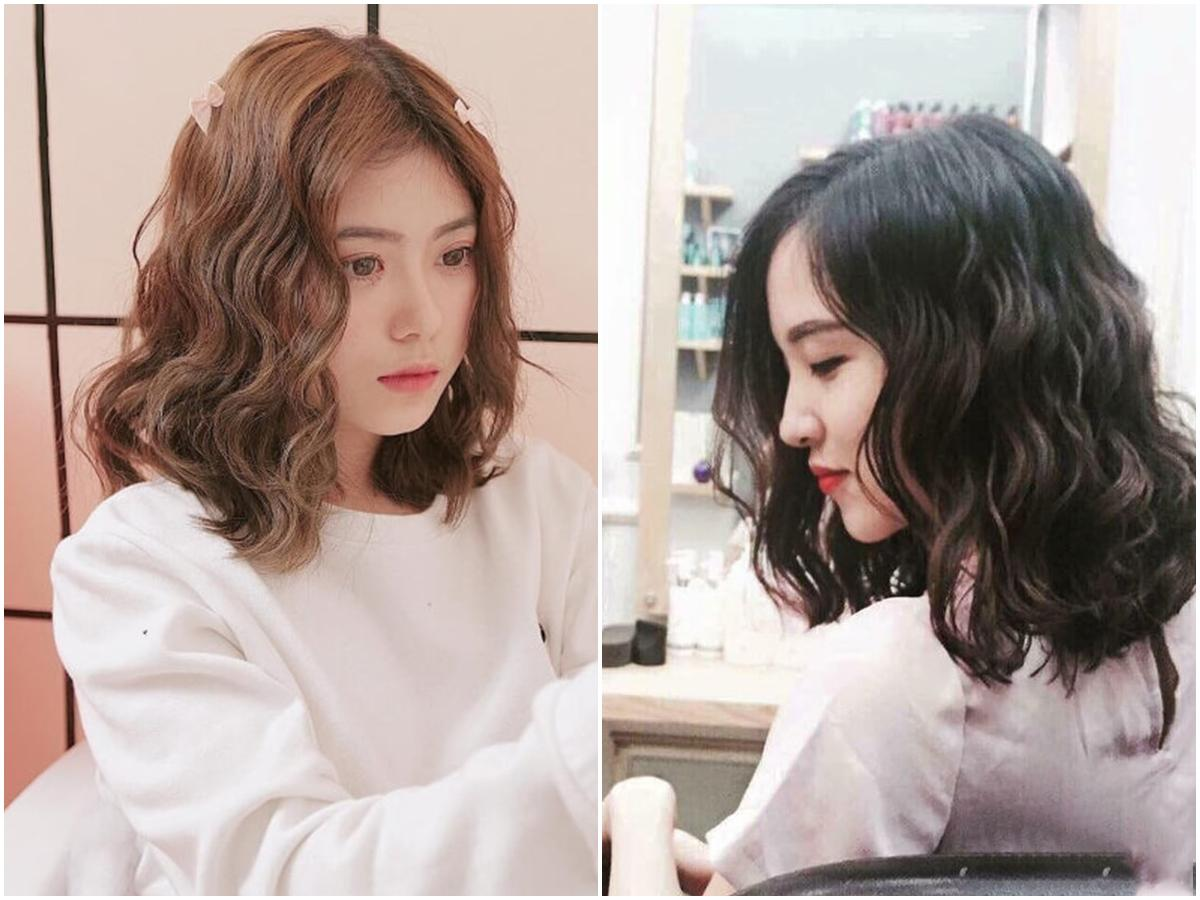Tóc ngắn ngang vai uốn xoăn