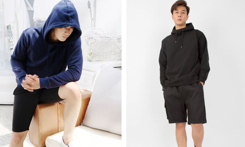Sự kết hợp của áo hoodie cùng quần short năng động