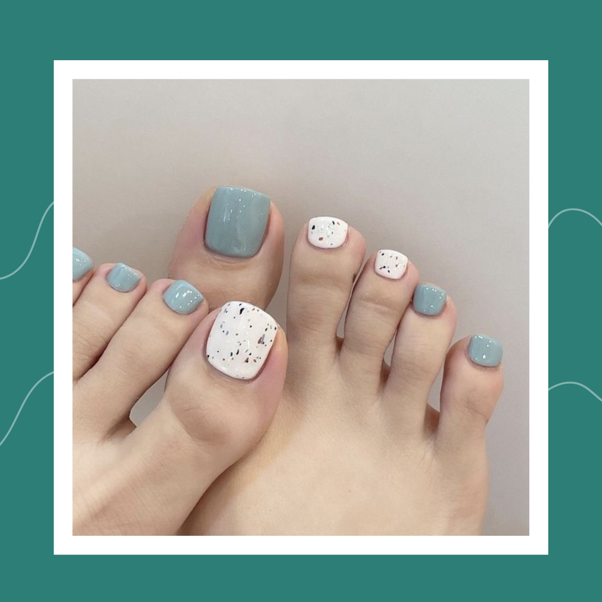 Nail xanh dương và xanh rêu