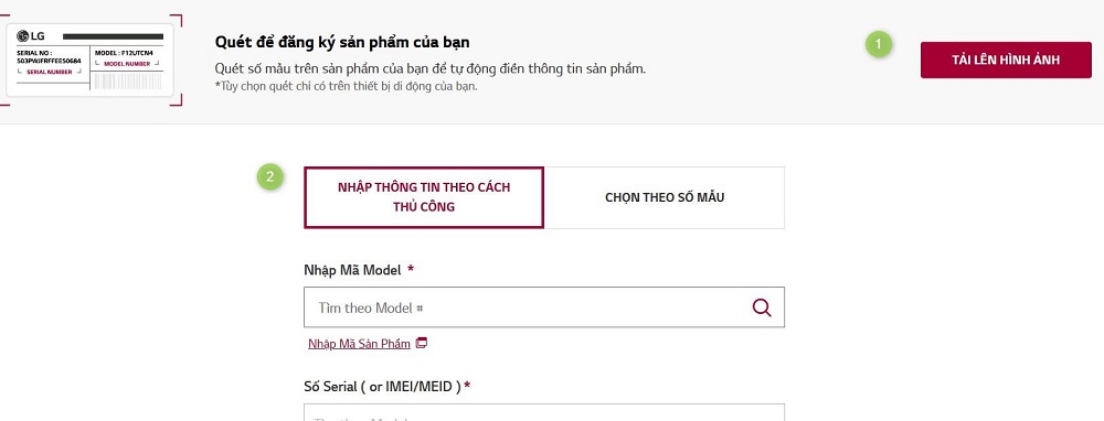 Kích hoạt tài khoản bảo hành LG trên website của hãng