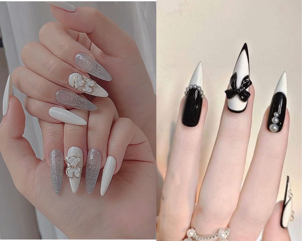 Nail đắp bột form móng nhọn quý phái