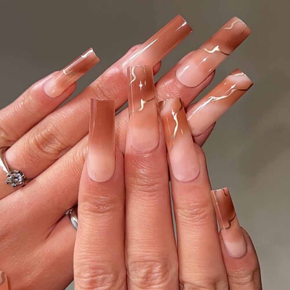Mẫu nail ombre nâu thời thượng