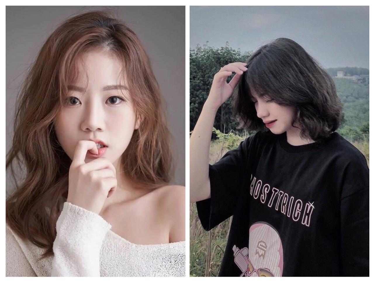 Tóc uốn xoăn ngang vai mái dài sành điệu