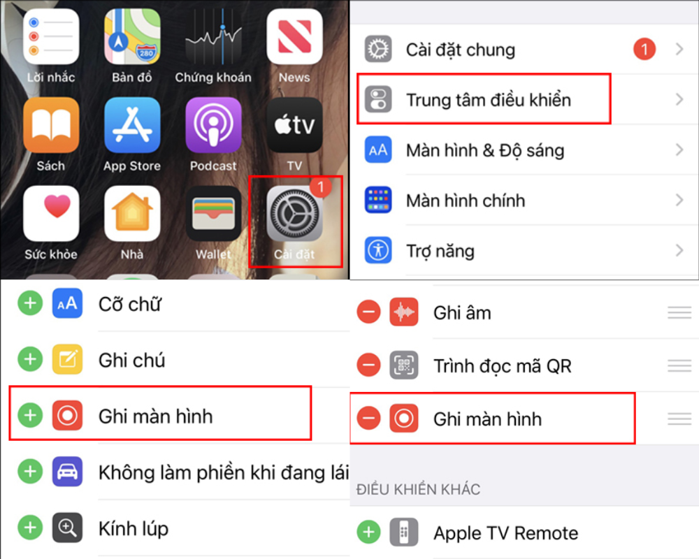 Cách quay màn hình iPhone bằng nút Ghi màn hình cho iOS 14 trở lên 