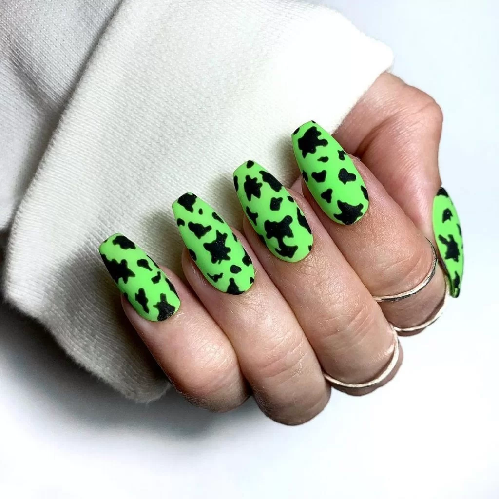 Nail xanh lơ lá hình tiết trườn sữa