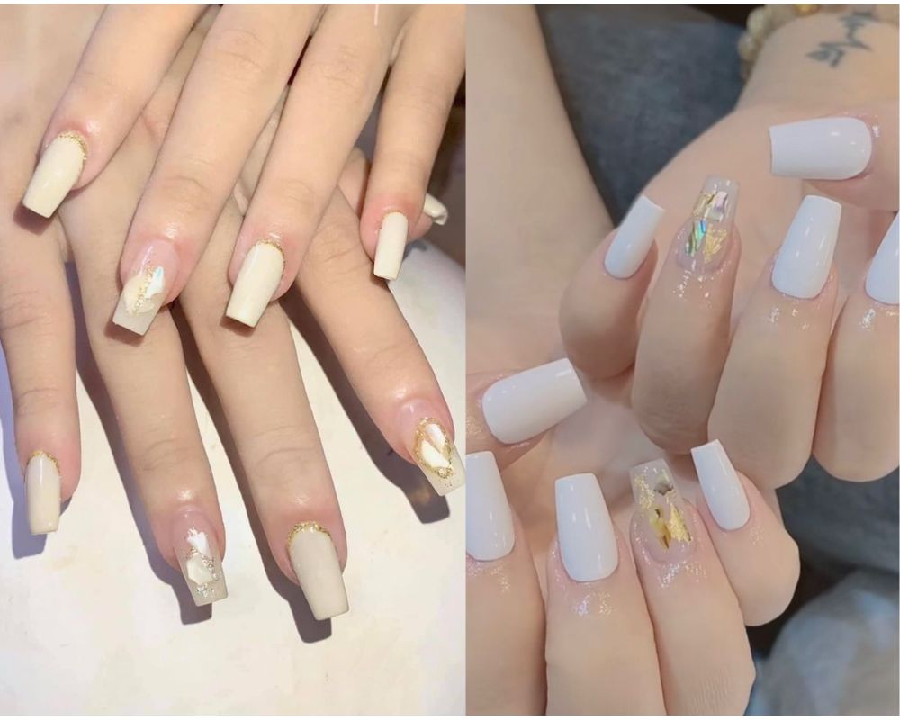 Nail đắp bột đính xà cừ sang trọng