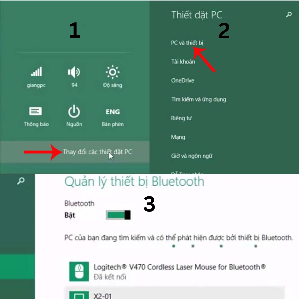 Bật Bluetooth trên Windows 8 