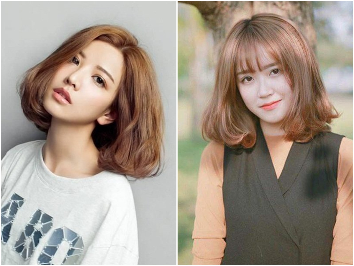 Kiểu uốn cụp ngang vai nhuộm màu