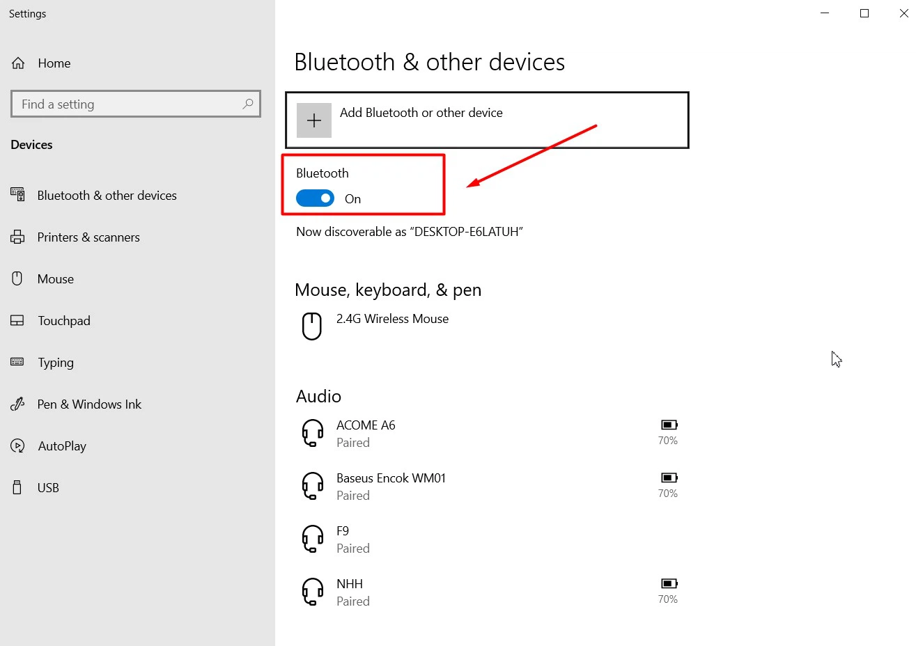 Bật Bluetooth trên máy tính sử dụng hệ điều hành Windows