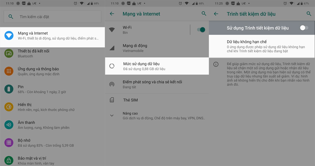 Tắt chế độ tiết kiệm dữ liệu trên Android