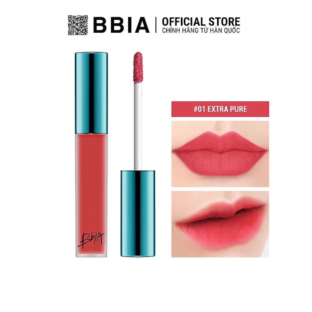 Bảng màu sắc son Bbia Last Velvet Lip Tint Version 1 màu sắc hồng baby