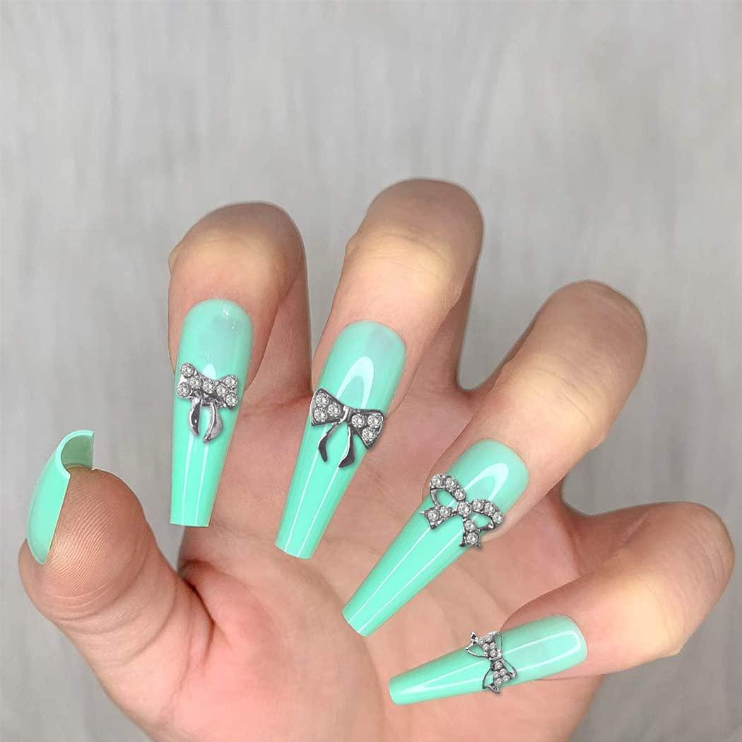 Nail xanh ngọc hoạ tiết nơ