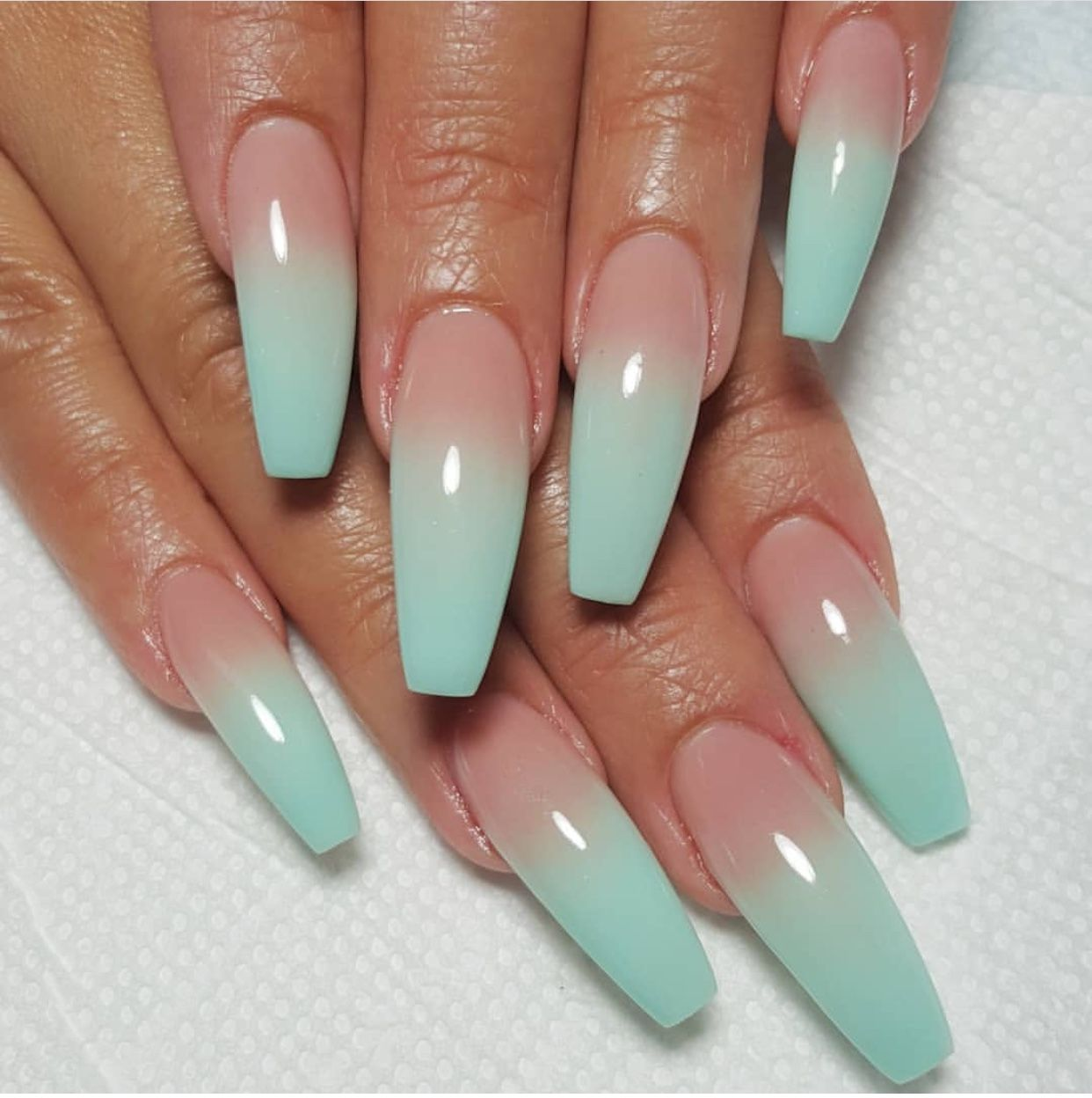 Nail xanh ngọc ombre