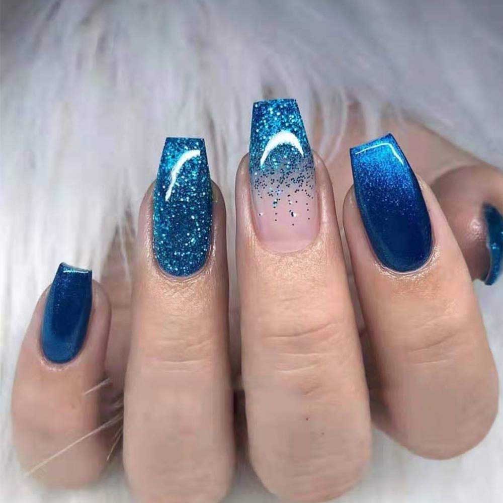 Mẫu nail ombre pha màu xanh cực sang chảnh
