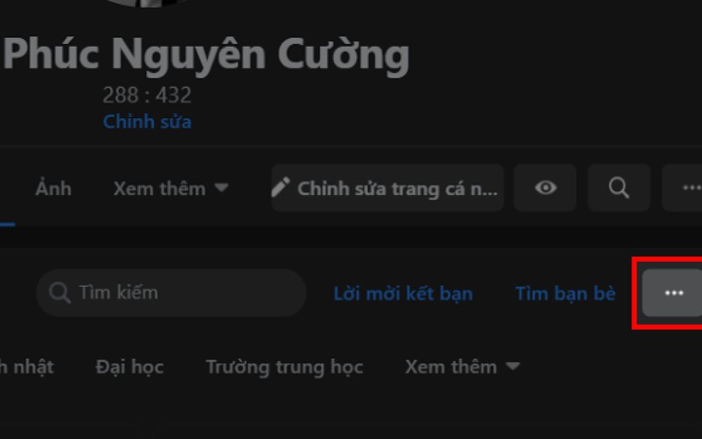 Nhấn vào ba dấu chấm ngang để bắt đầu chỉnh quyền riêng tư