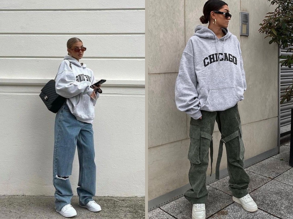 Cách phối đồ cho người lùn chân to cùng áo hoodie