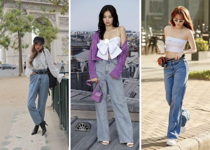 Cách phối đồ với quần jeans ống rộng