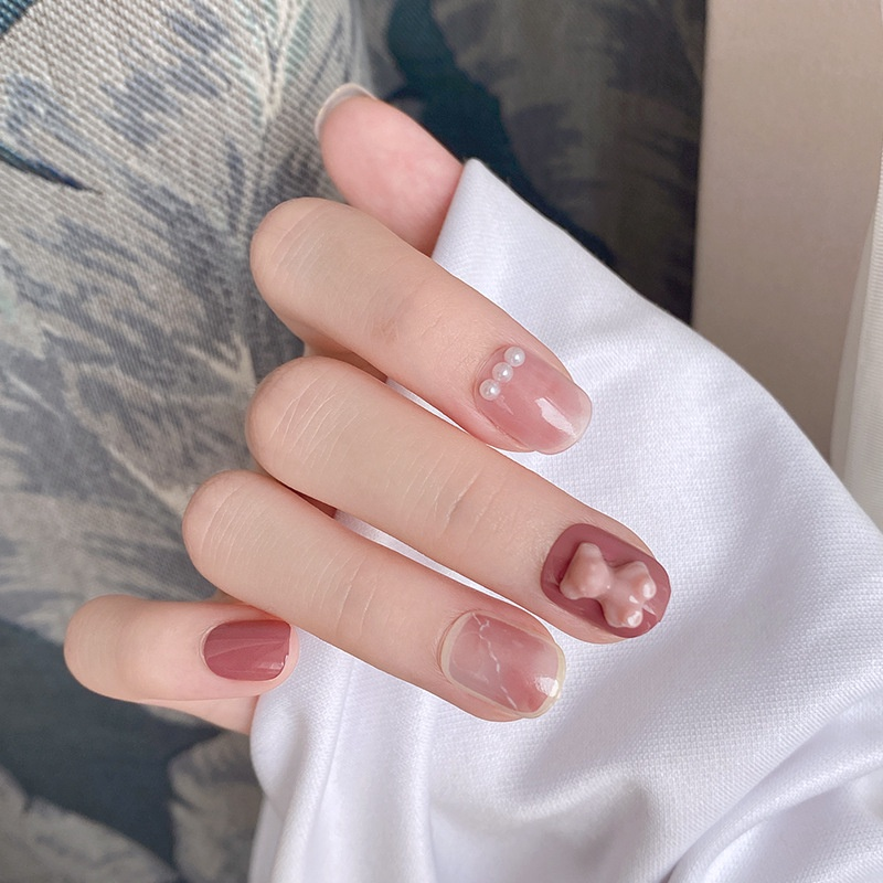 Mẫu nail Hàn Quốc màu cam đất