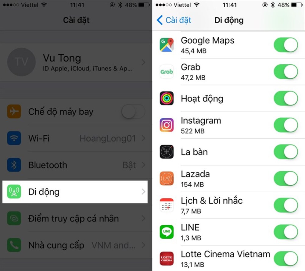 Vô hiệu hóa ứng dụng trên iPhone để khắc phục mạng yếu