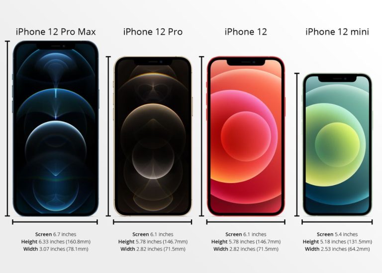 Kích thước iPhone 12, 12 Pro, 12 Pro Max bao nhiêu inch?