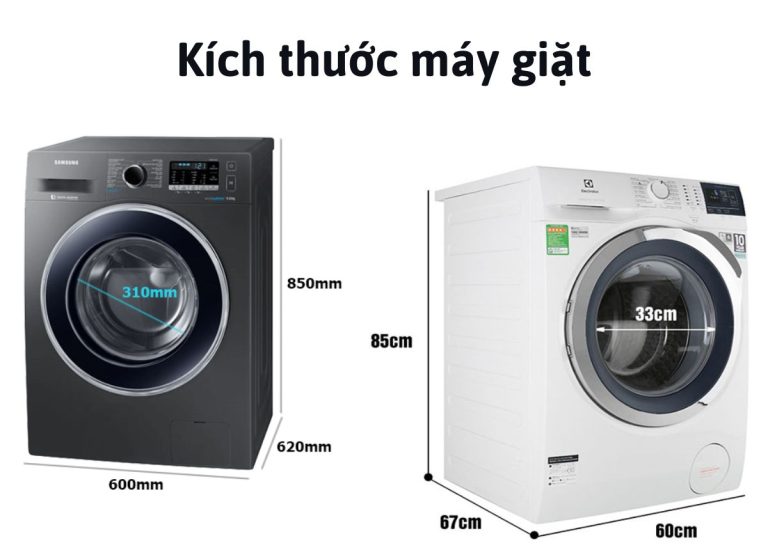 Cập nhật kích thước máy giặt mới nhất 2024