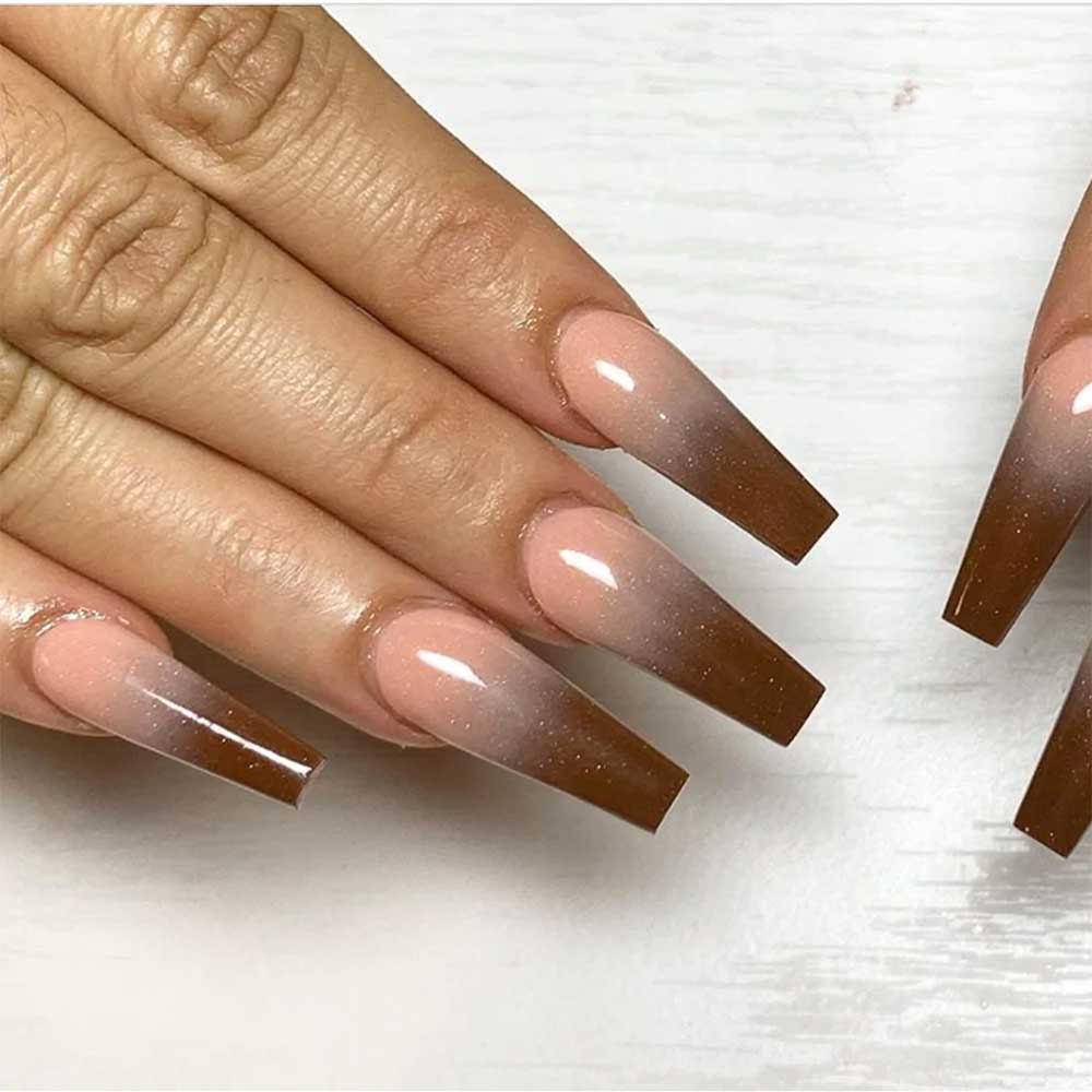 Mẫu nail ombre pha nâu thời thượng