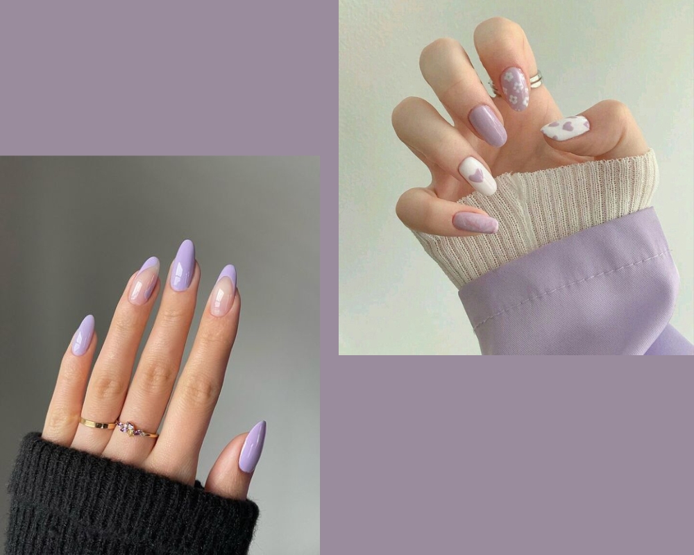 Mẫu nail móng cộc với màu sắc tím pastel “trendy” 