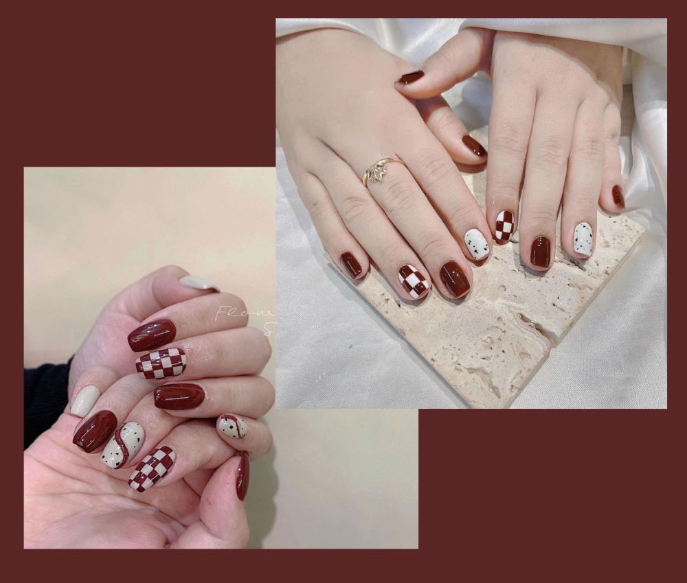 Màu nail đỏ đất tôn da