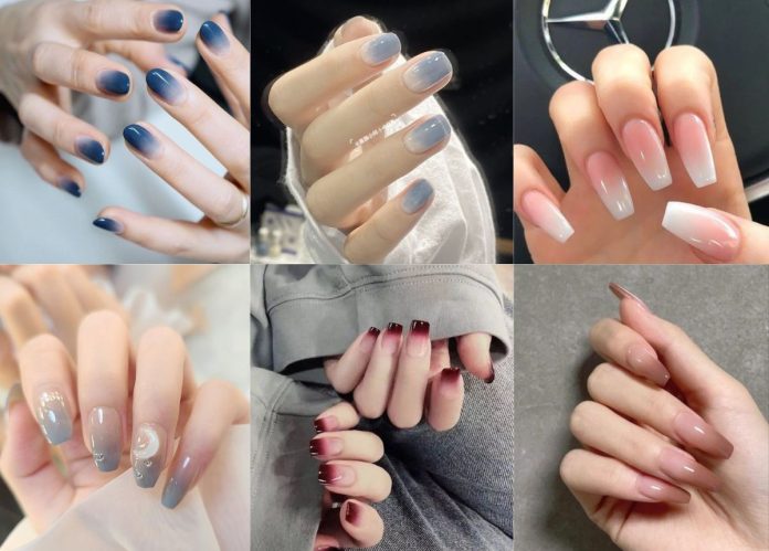 nail ombre pha màu