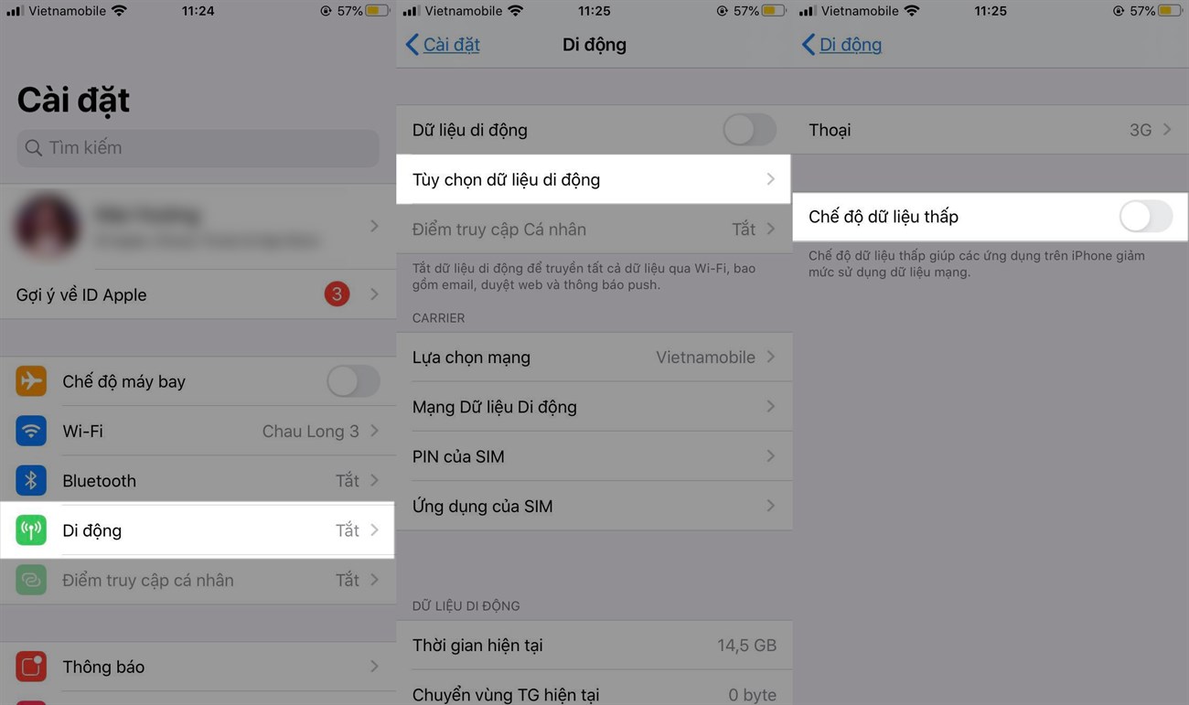 Tắt chế độ tiết kiệm dữ liệu trên iPhone