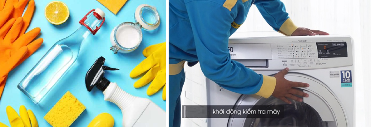 Chuẩn bị dụng cụ và kiểm tra hoạt động của máy giặt