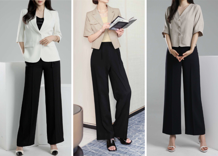 Quần ống rộng mặc với áo gì? 30+ Cách phối đồ với quần ống rộng đen cực sành điệu