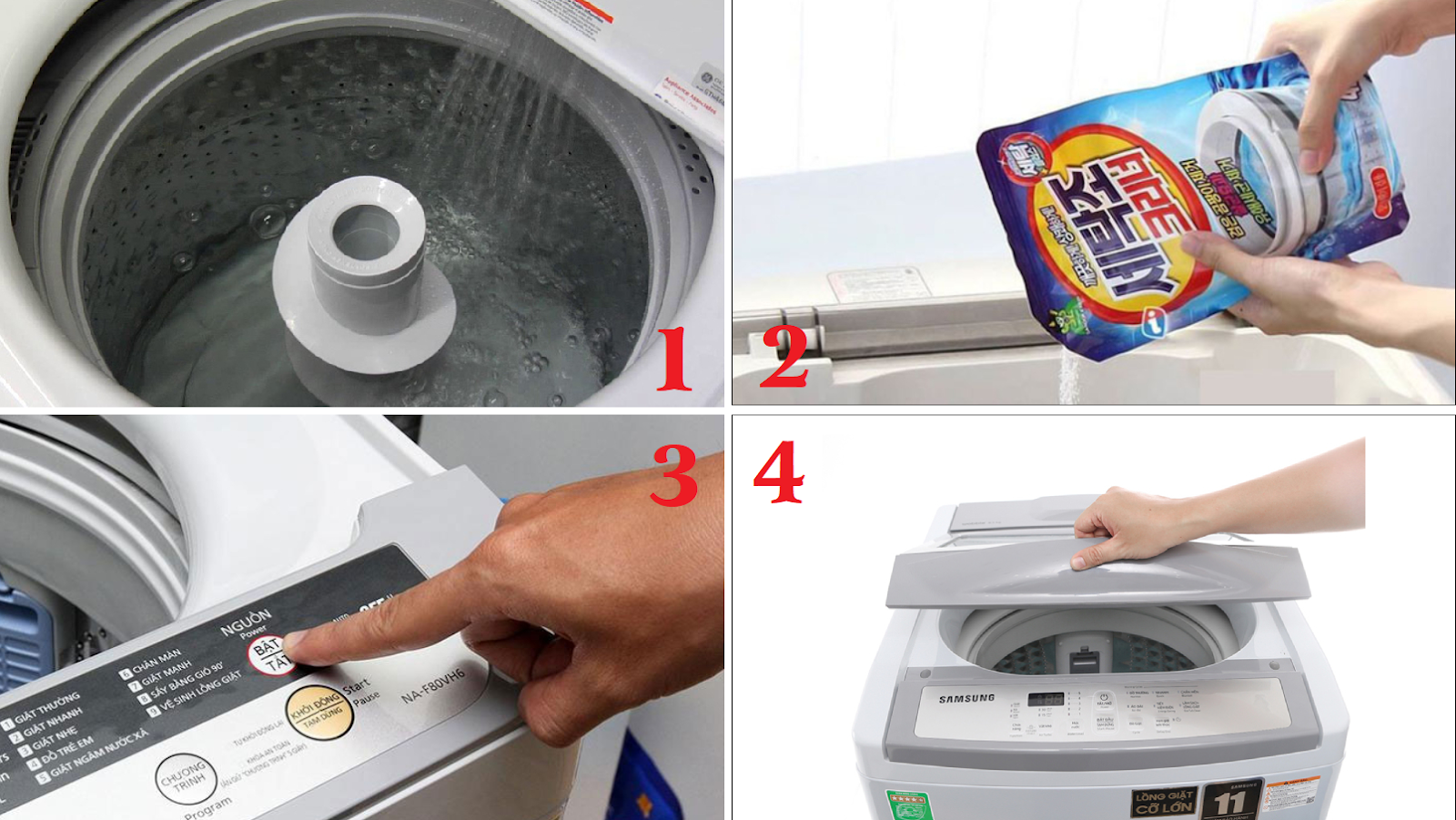 Vệ sinh máy giặt cửa trên đơn giản và nhanh chóng với bột tẩy chuyên dụng