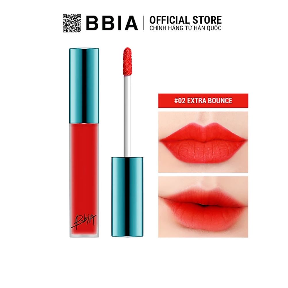 Bảng màu sắc son Bbia Last Velvet Lip Tint Version 1 red color cam