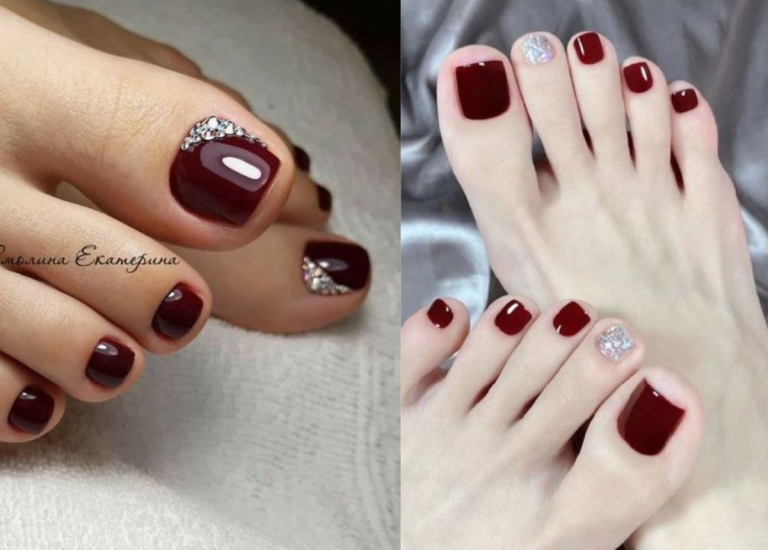 Top 30+ Mẫu nail sơn móng chân màu đỏ rượu quyến rũ, “chanh sả”
