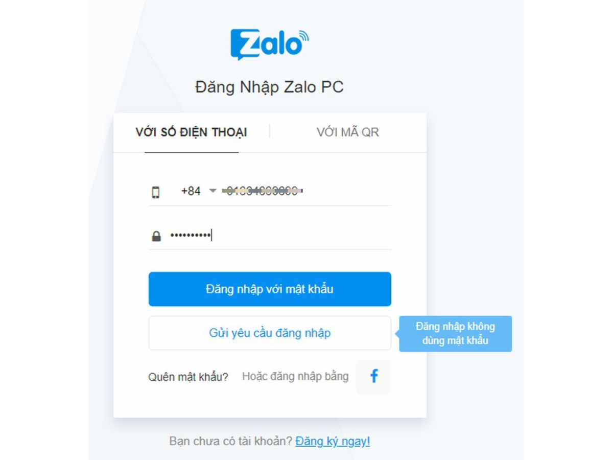 Truy cập Zalo để bắt đầu đăng nhập 