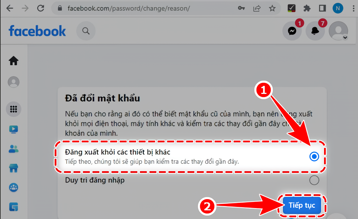 Bạn nên chọn đăng xuất ở các thiết bị khác