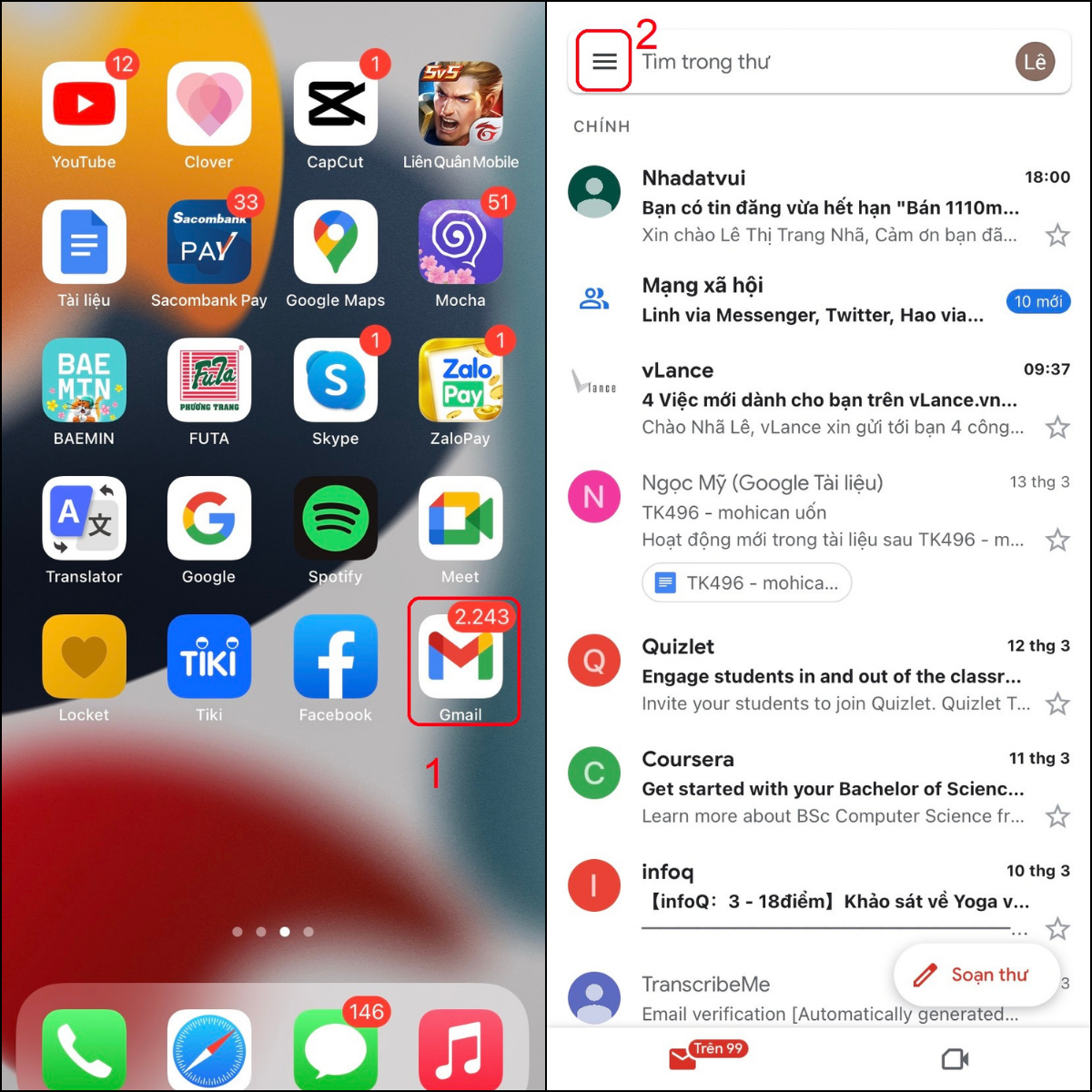 Truy cập vào ứng dụng Gmail