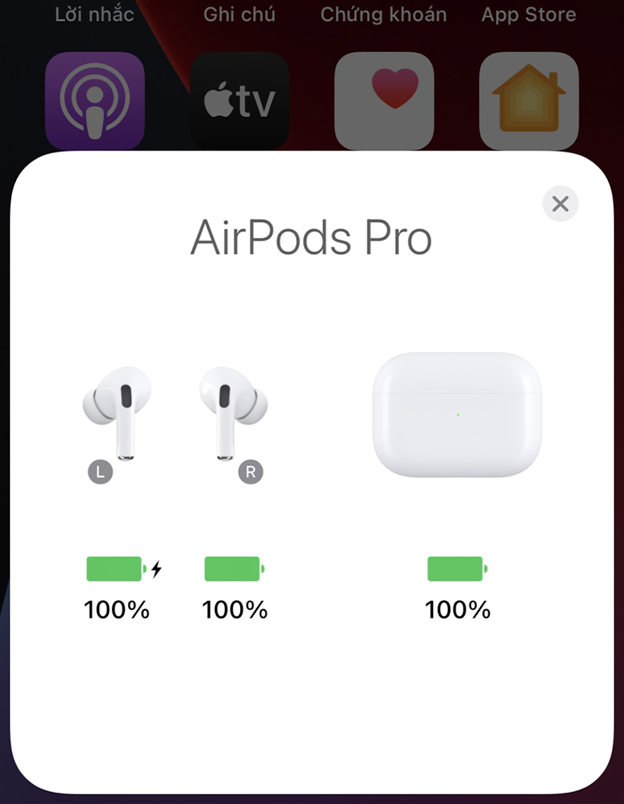 Kiểm tra pin Airpod trên iPhone/iPad