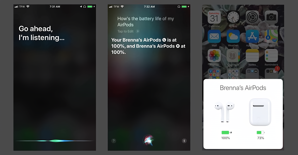Kiểm tra pin AirPods bằng trợ lý ảo Siri