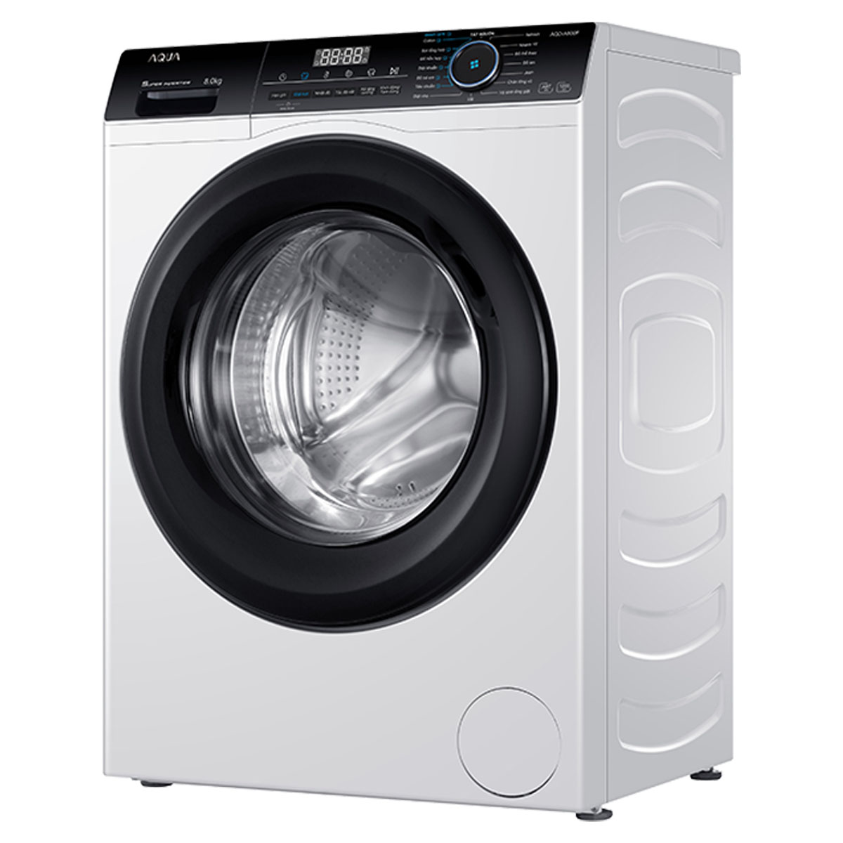 Sức chứa quần áo 8kg của máy giặt Aqua Inverter dành riêng cho những gia đình có ít thành viên 