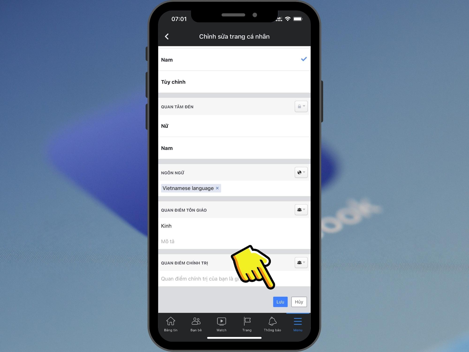 Bạn đừng quên nhấn lưu để Facebook cập nhật
