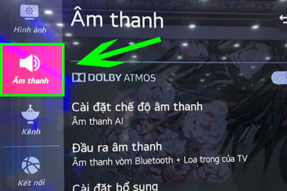 Bấm chọn mục Âm thanh 