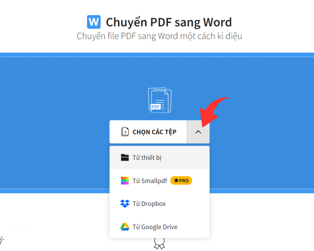 Nhấn CHỌN CÁC TỆP để tải lên tập tin