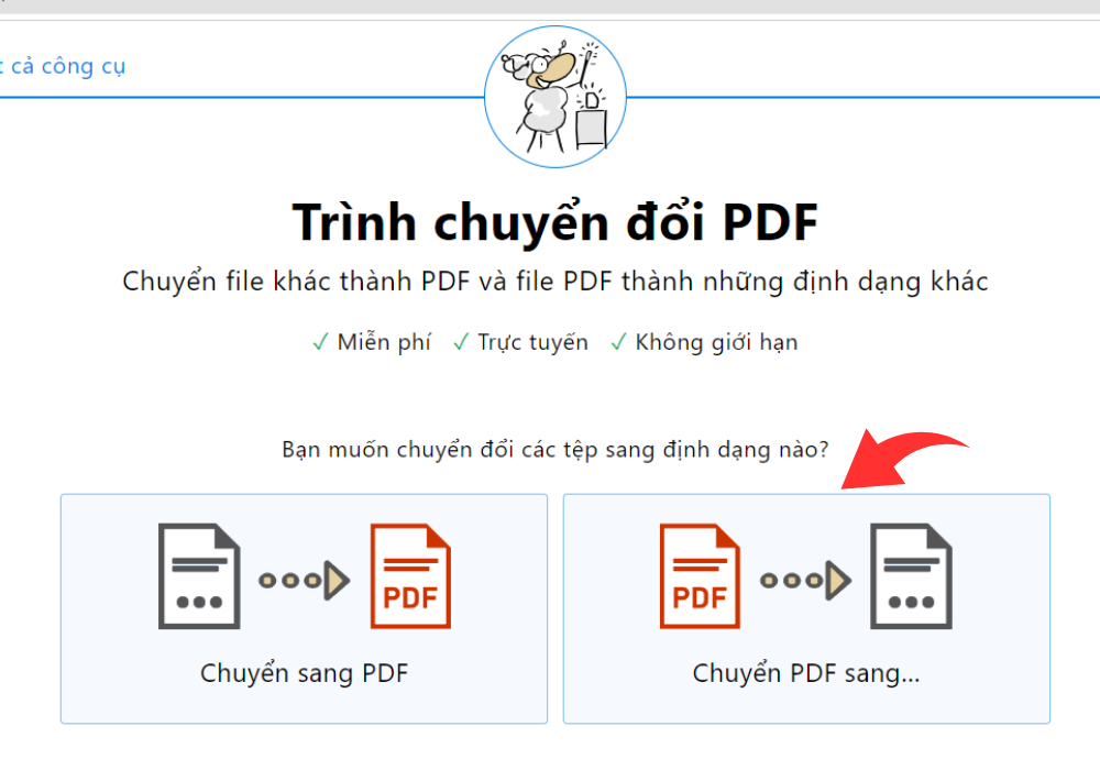 Chọn chức năng Chuyển PDF sang các file khác