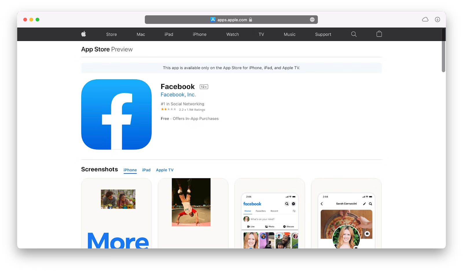 Bạn vào App Store rồi tìm kiếm Facebook