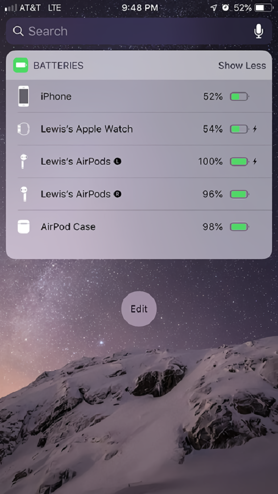 Thời lượng pin AirPod hiển thị trên thanh thông báo của màn hình