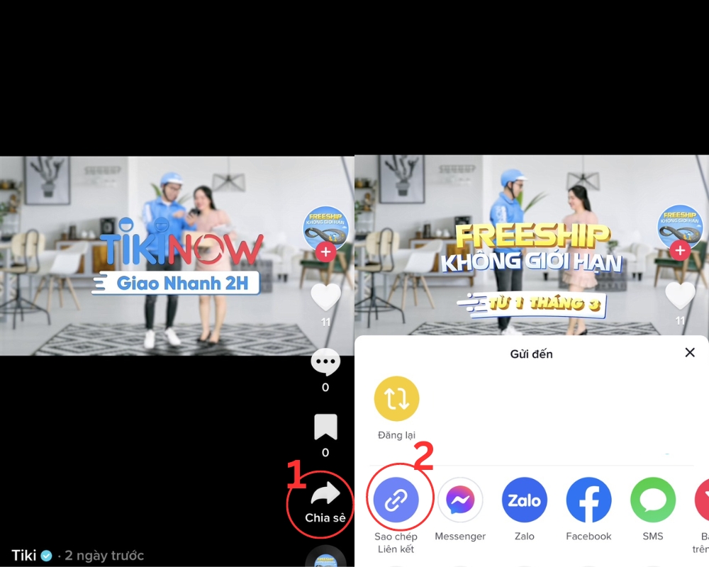 Chọn chia sẻ, sau đó chọn sao chép liên kết